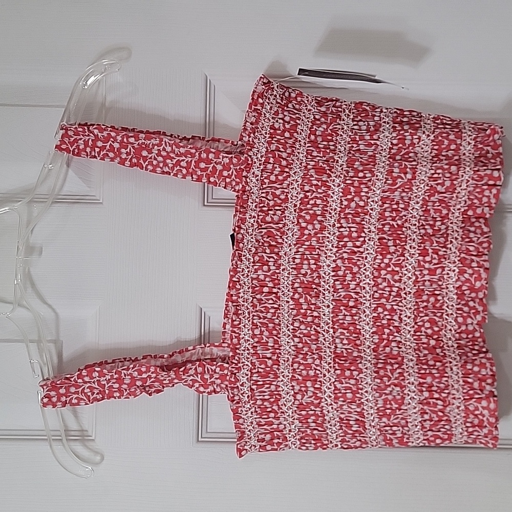 French Connection Red Smocked Top